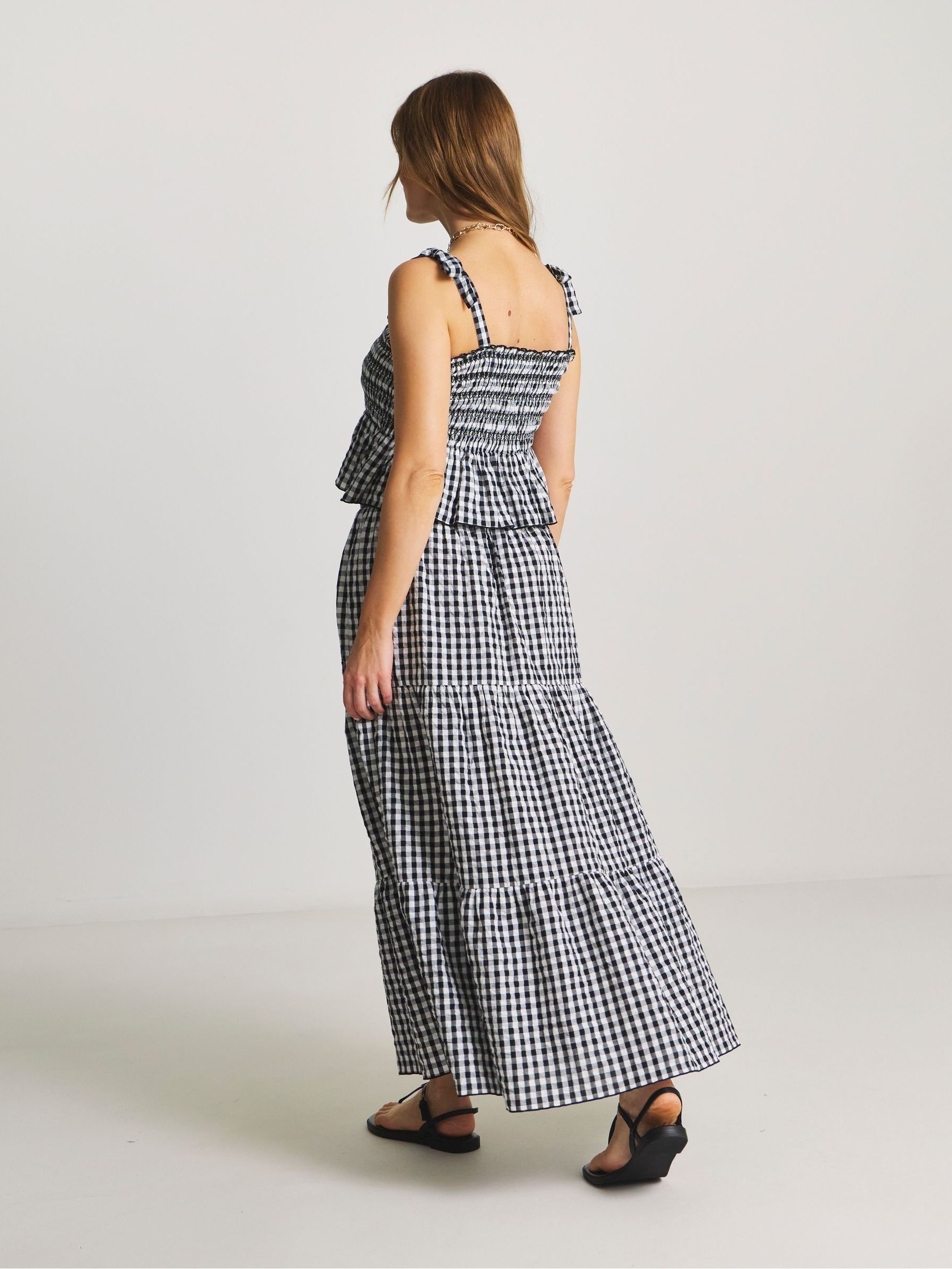 Buy Simply Be Black Gingham Beach Top and Skirt Co-ord Set from