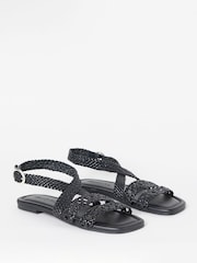 أسود - Simply Be Woven Multiple Strap Sandals - Image 3 of 4
