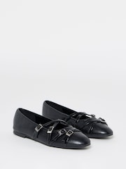 Simply Be Multi Buckle Strap Ballerinas - תמונה 3 מתוך 4