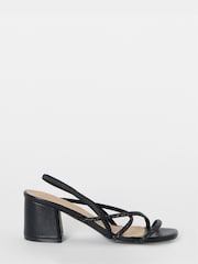Simply Be Black Extra Wide Fit Strappy Low Block Heels Sandals - Image 2 of 4
