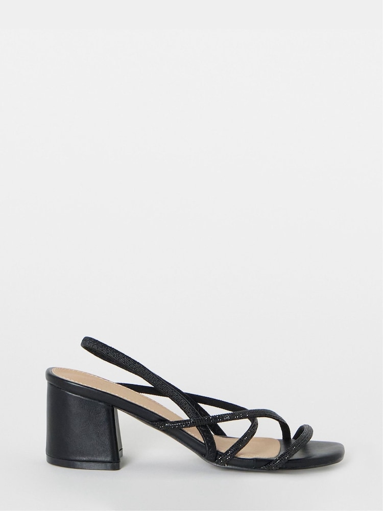 Simply Be Black Extra Wide Fit Strappy Low Block Heels Sandals - Image 2 of 4