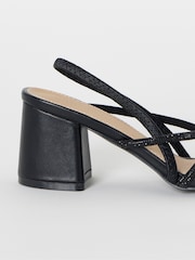 Simply Be Black Extra Wide Fit Strappy Low Block Heels Sandals - Image 4 of 4