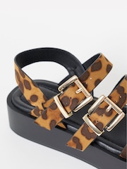 Simply Be Animal Extra Wide Fit Triple Strap Comfort Sandals - Image 4 of 4