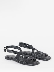 أسود - Simply Be Woven Multiple Strap Sandals - Image 3 of 4