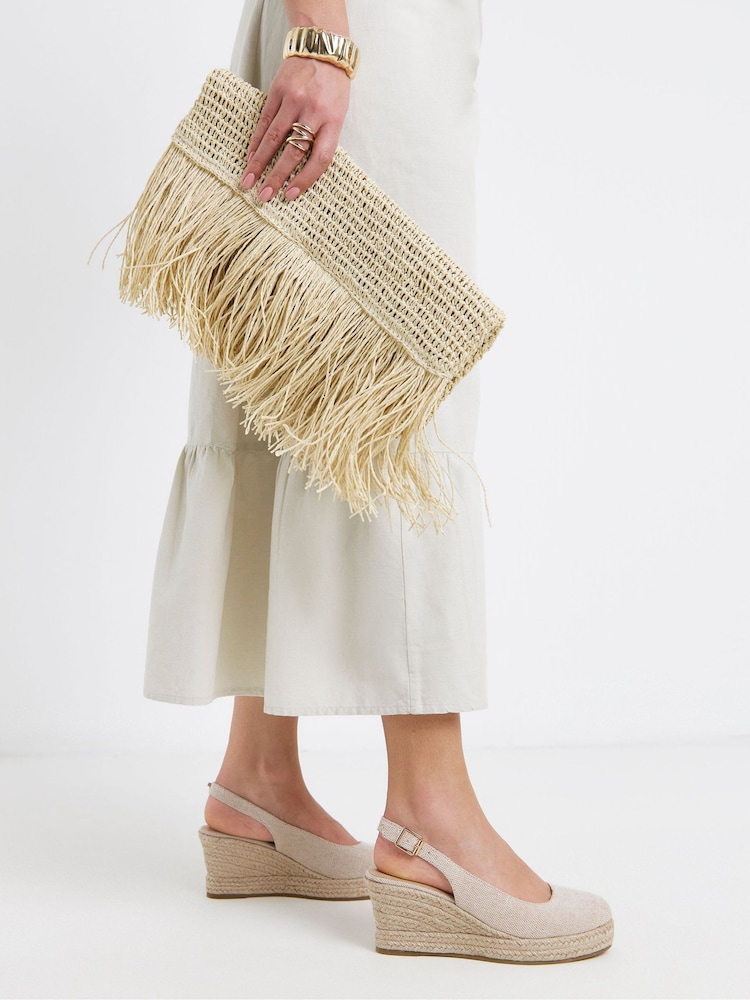 Simply Be Natural Wide Fit Espadrille Wedge Slingback Shoes - Image 1 of 4