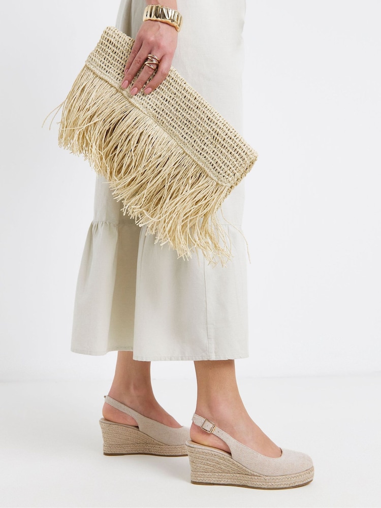 Simply Be Grey Extra Wide Fit Espadrille Wedge Slingback Shoes - Image 1 of 4