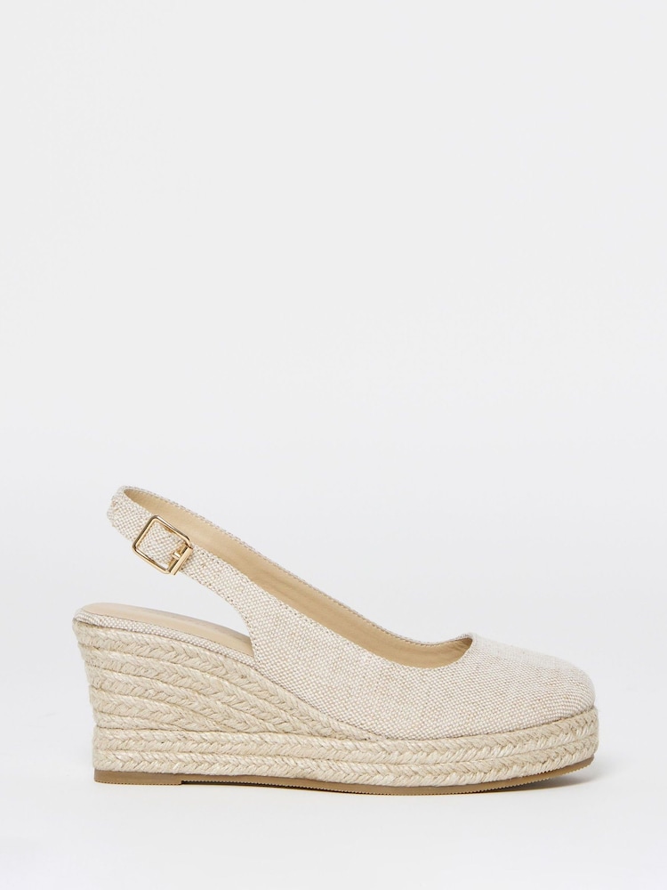 Simply Be Grey Extra Wide Fit Espadrille Wedge Slingback Shoes - Image 2 of 4