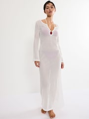 Weiß - Triumph Beach My Wear Long Sleeved Crochet Long Dress - Bild 1 von 5