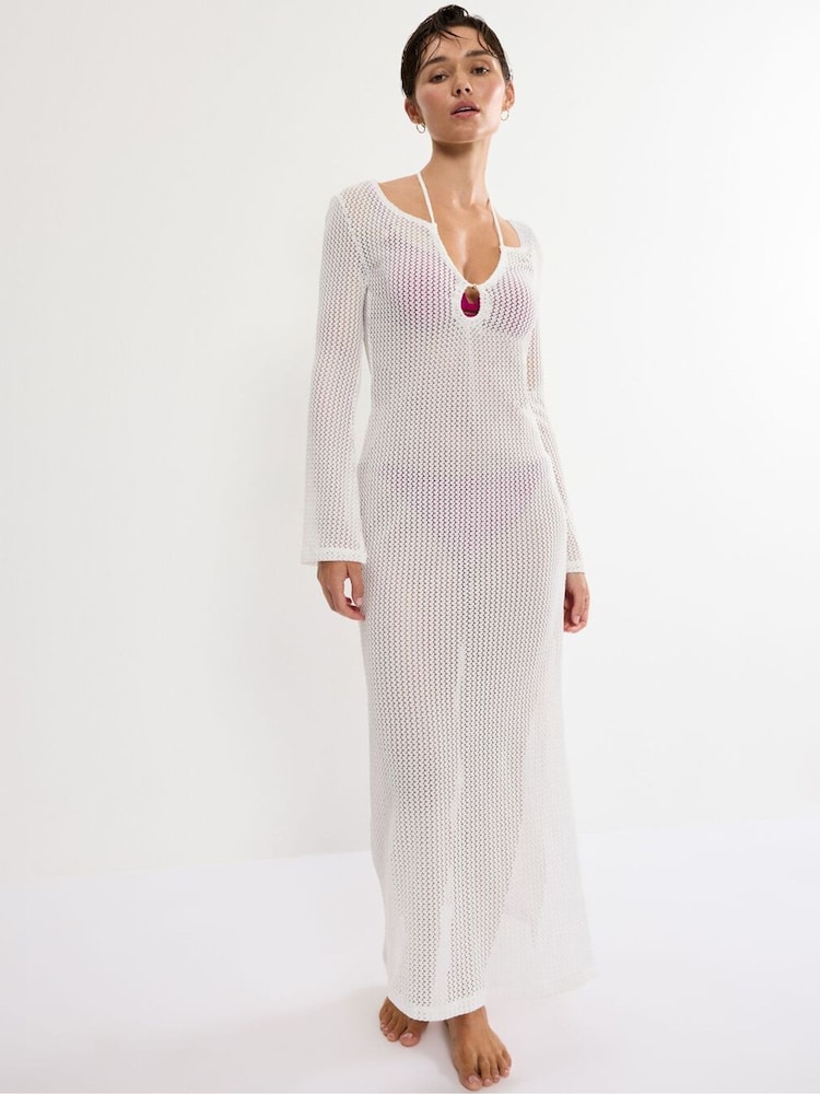 Weiß - Triumph Beach My Wear Long Sleeved Crochet Long Dress - Bild 1 von 5