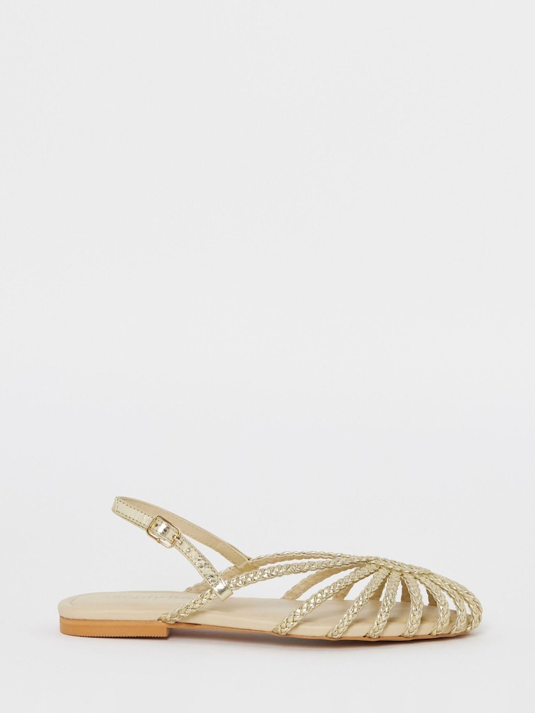 ذهبي - Simply Be Plaited Woven Flat Sandals - Image 2 of 4 ذهبي - Simply Be Plaited Woven Flat Sandals - Image 2 of 4