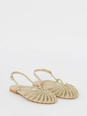 ذهبي - Simply Be Plaited Woven Flat Sandals - Image 3 of 4