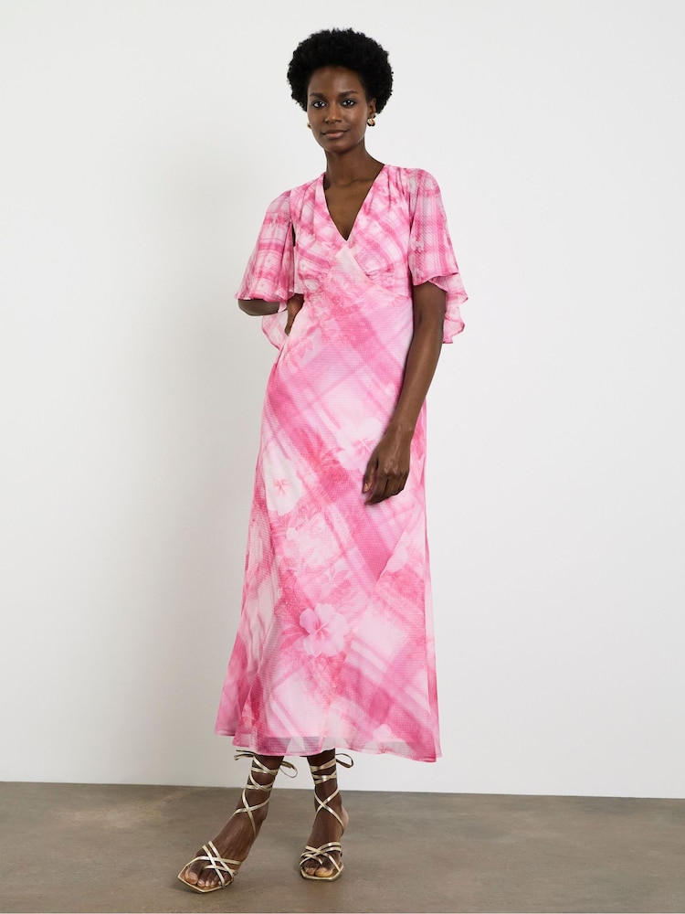 Joanna Hope Pink Tea Dress With Cape Detailing - Image 1 of 4 Joanna Hope Pink Tea Dress With Cape Detailing - Image 1 of 4