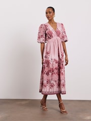 Joanna Hope Printed Dress With Broderie Hem - Imaginea 1 din 4