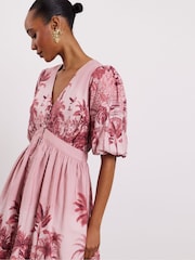 Joanna Hope Printed Dress With Broderie Hem - Imaginea 3 din 4