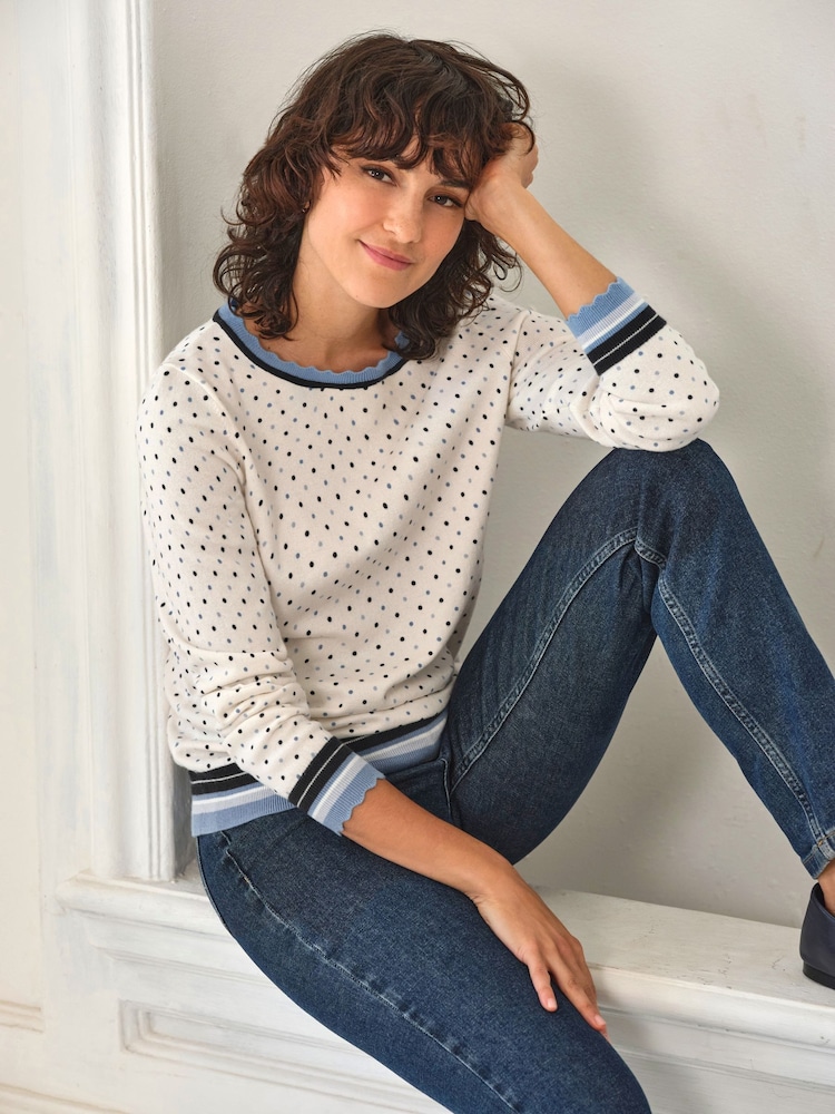 Pure Collection Cotton Wool Printed Spot Jumper - Bild 1 von 3