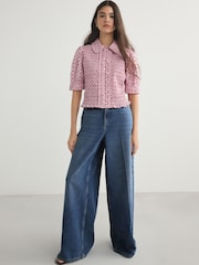 Mid Blue Wide Smart Palazzo Jeans - Image 1 of 6