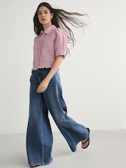 Mid Blue Wide Smart Palazzo Jeans - Image 2 of 6