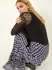 Roman Blue Floral Print Shirred Maxi Skirt - Image 5 of 5