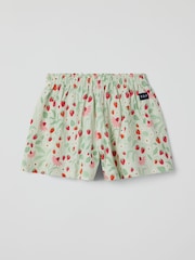 Polarn O. Pyret Green Strawberry Elasticated Shorts - Image 1 of 2
