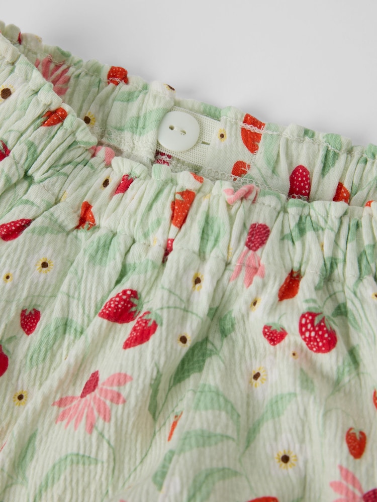 Polarn O. Pyret Green Strawberry Elasticated Shorts - Image 2 of 2