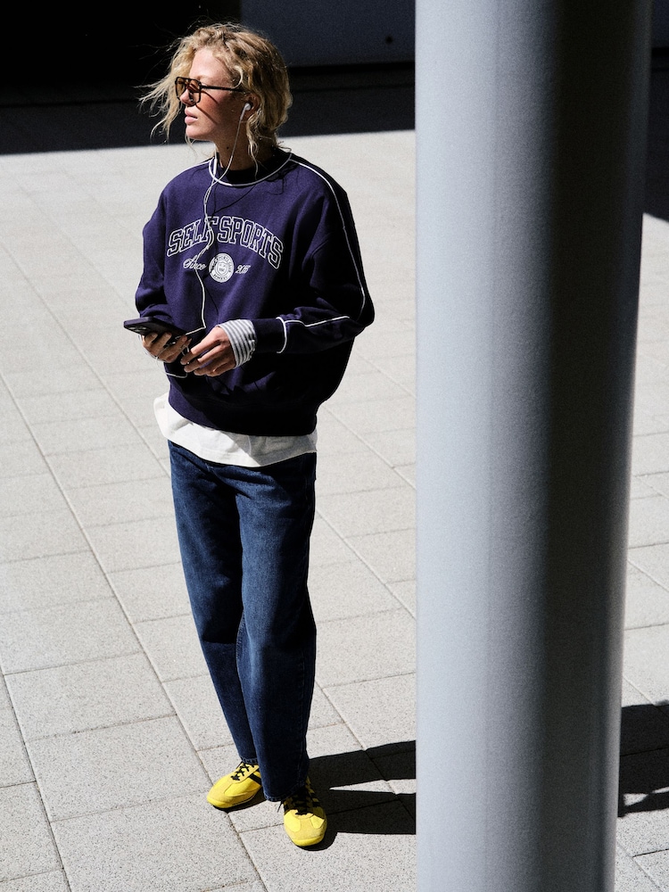 self. Dark Blue Barrel Jeans - Image 1 of 7