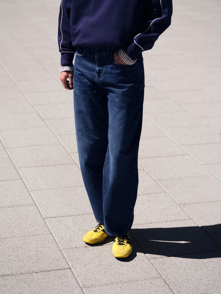 self. Dark Blue Barrel Jeans - Image 2 of 7