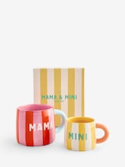 Set of 2 Pink and Yellow Mama and Mini Bright Stripe Mugs - Image 5 of 5