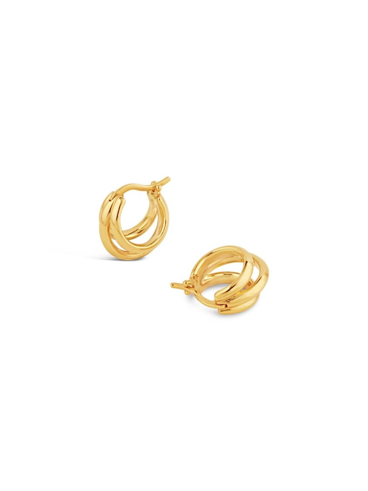 Dinny Hall Gold Tone Signature Triple Huggie Hoops - Image 4 of 4