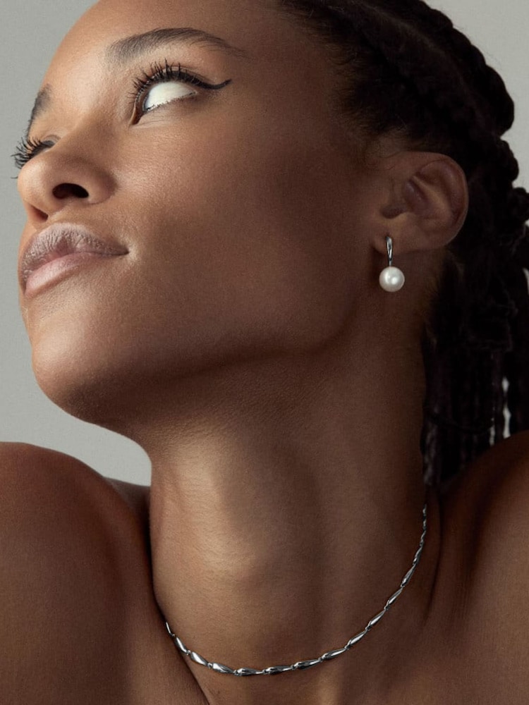 Nuanță argintie - Dinny Hall Toro Pearl Drop Hoops - Imaginea 1 din 3