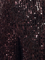 Friends Like These Chocolate Brown Petite Sequin Wide Leg Trousers - Image 6 of 6