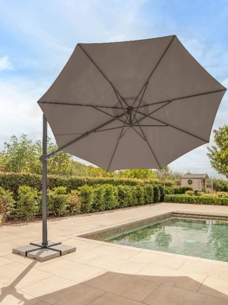 Kettler Taupe Grey Orion 3.0m Round LED Cantilever Parasol - Image 1 of 8 Kettler Taupe Grey Orion 3.0m Round LED Cantilever Parasol - Image 1 of 8