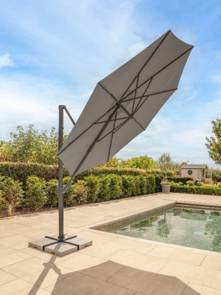 Kettler Taupe Grey Orion 3.0m Round LED Cantilever Parasol - Image 2 of 8 Kettler Taupe Grey Orion 3.0m Round LED Cantilever Parasol - Image 2 of 8