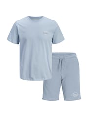 JACK & JONES JUNIOR Blue T-Shirt And Shorts Set - Image 1 of 3