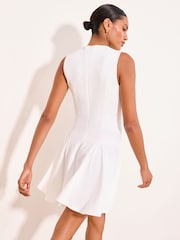 Lipsy White Sleeveless Military Button Mini Dress - Image 4 of 4