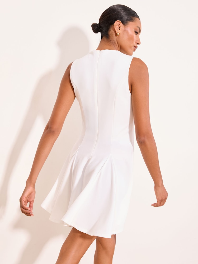 Lipsy White Sleeveless Military Button Mini Dress - Image 4 of 4
