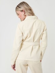 Threadbare Cream Belted Denim Jacket - Image 2 of 6