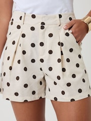 Threadbare Brown Polka Dot Tailored Shorts - Image 2 of 5