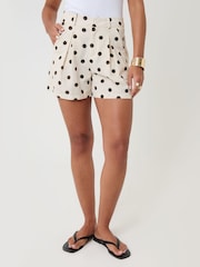 Threadbare Brown Polka Dot Tailored Shorts - Image 3 of 5