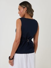 Threadbare Blue Square Neck Tailored Waistcoat - Image 3 of 5