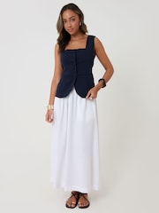 Threadbare Blue Square Neck Tailored Waistcoat - Image 4 of 5