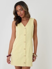 Threadbare Denim V-Neck Mini Pinafore Dress - Larawan 1 ng 5