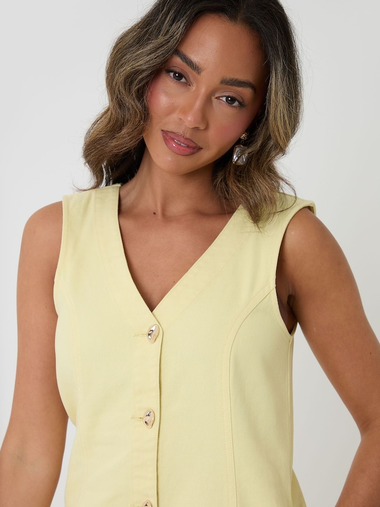 Threadbare Denim V-Neck Mini Pinafore Dress - Larawan 5 ng 5