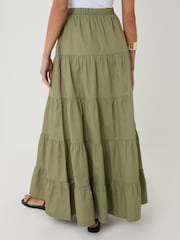 Threadbare Green Cotton Tiered Maxi Skirt - Image 4 of 5