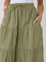 Threadbare Green Cotton Tiered Maxi Skirt - Image 5 of 5