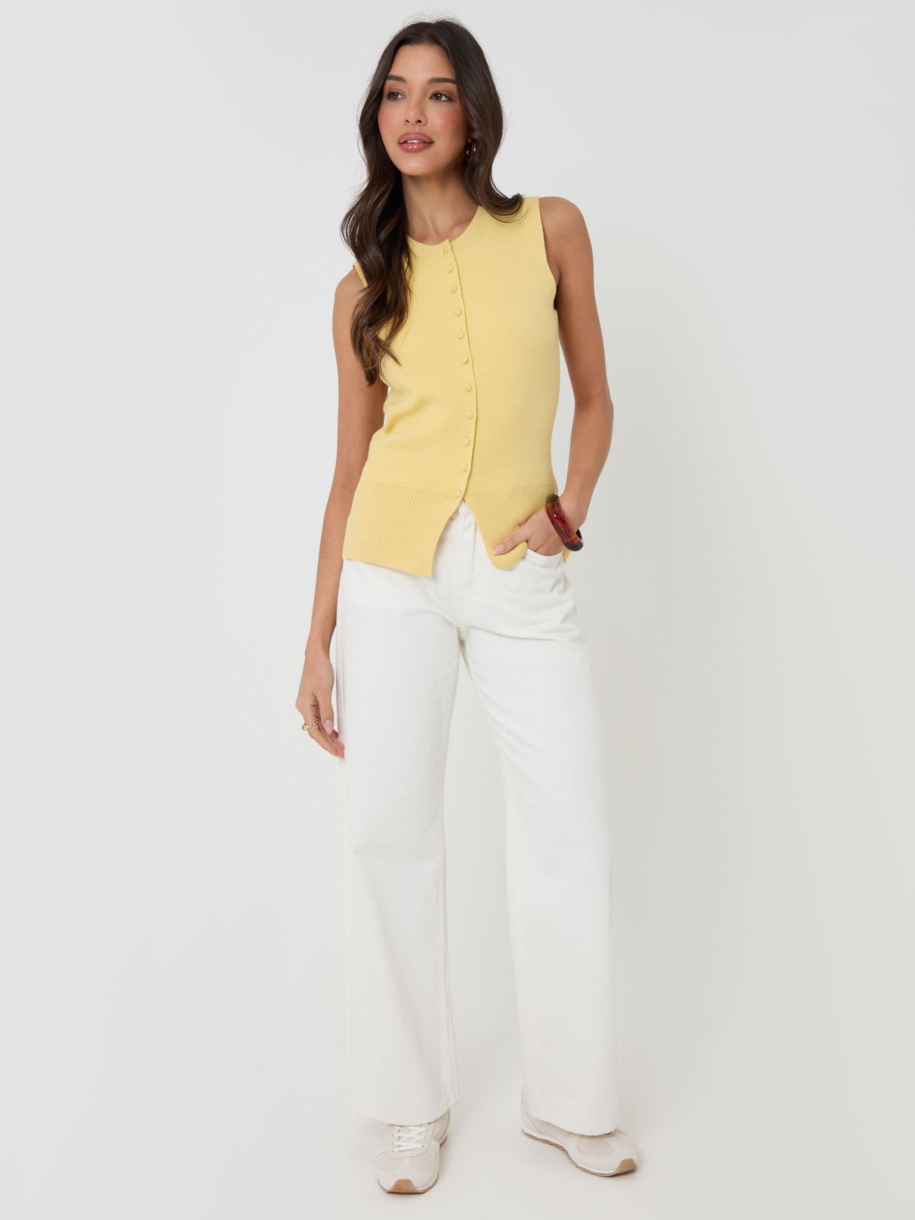 Buy Threadbare Yellow Crew Neck Compact Knit Vest from Next USA
