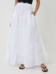 Threadbare White Cotton Tiered Maxi Skirt - Image 2 of 5