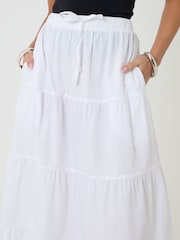 Threadbare White Cotton Tiered Maxi Skirt - Image 4 of 5