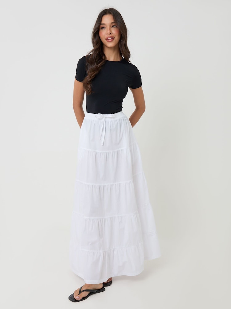 Threadbare White Cotton Tiered Maxi Skirt - Image 5 of 5