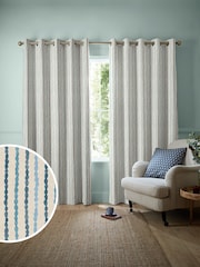 Emily Bond Blue Moroccan Stripe Made to Measure Curtains - Image 1 of 9