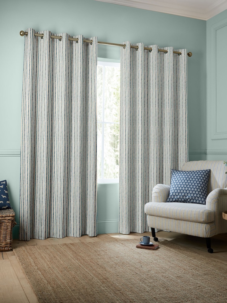 Emily Bond Blue Moroccan Stripe Made to Measure Curtains - Image 2 of 9 Emily Bond Blue Moroccan Stripe Made to Measure Curtains - Image 2 of 9